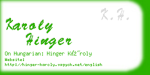 karoly hinger business card